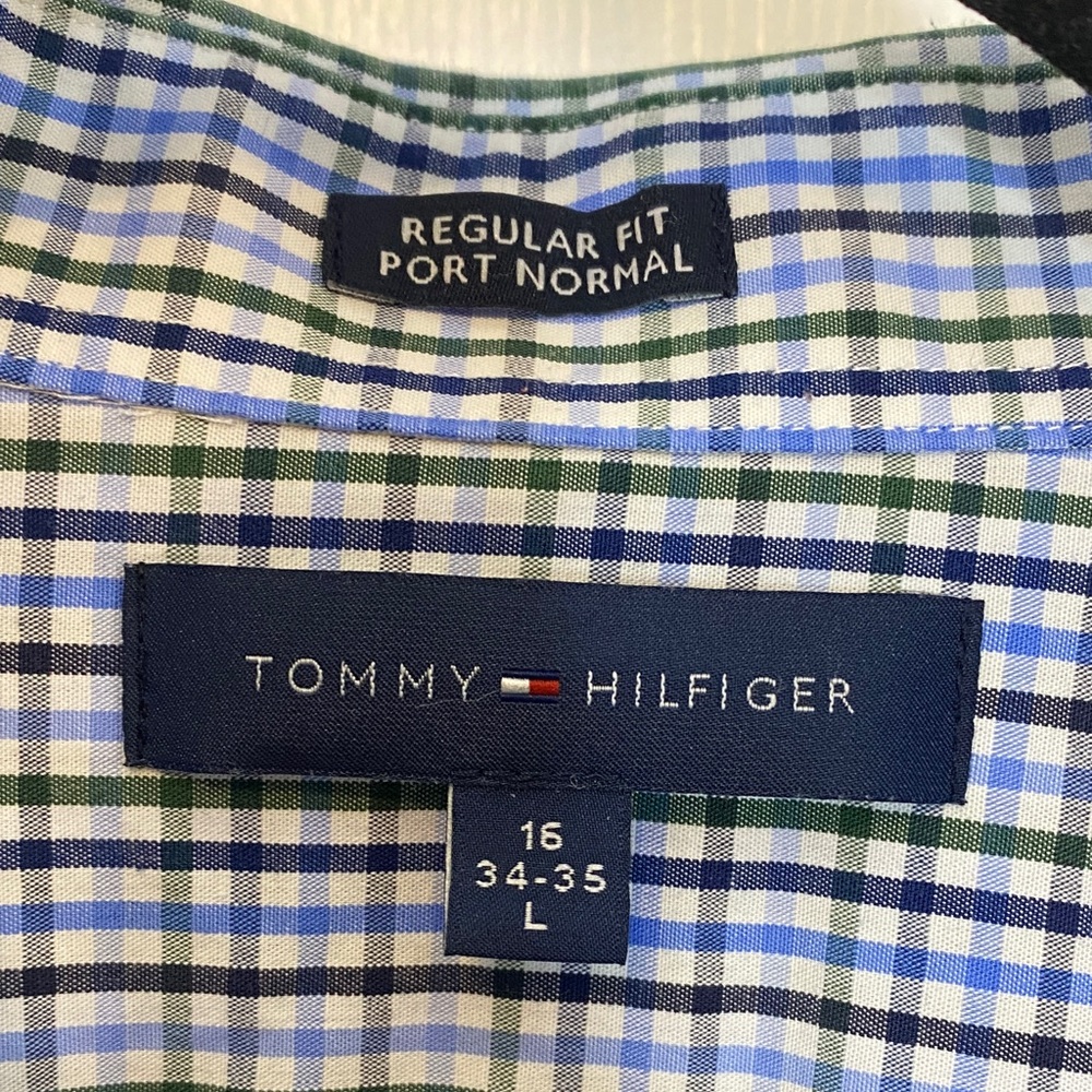 Tommy Hilfiger Blue Gingham Cotton‎ Dress Shirt Office US L - Picture 4 of 16